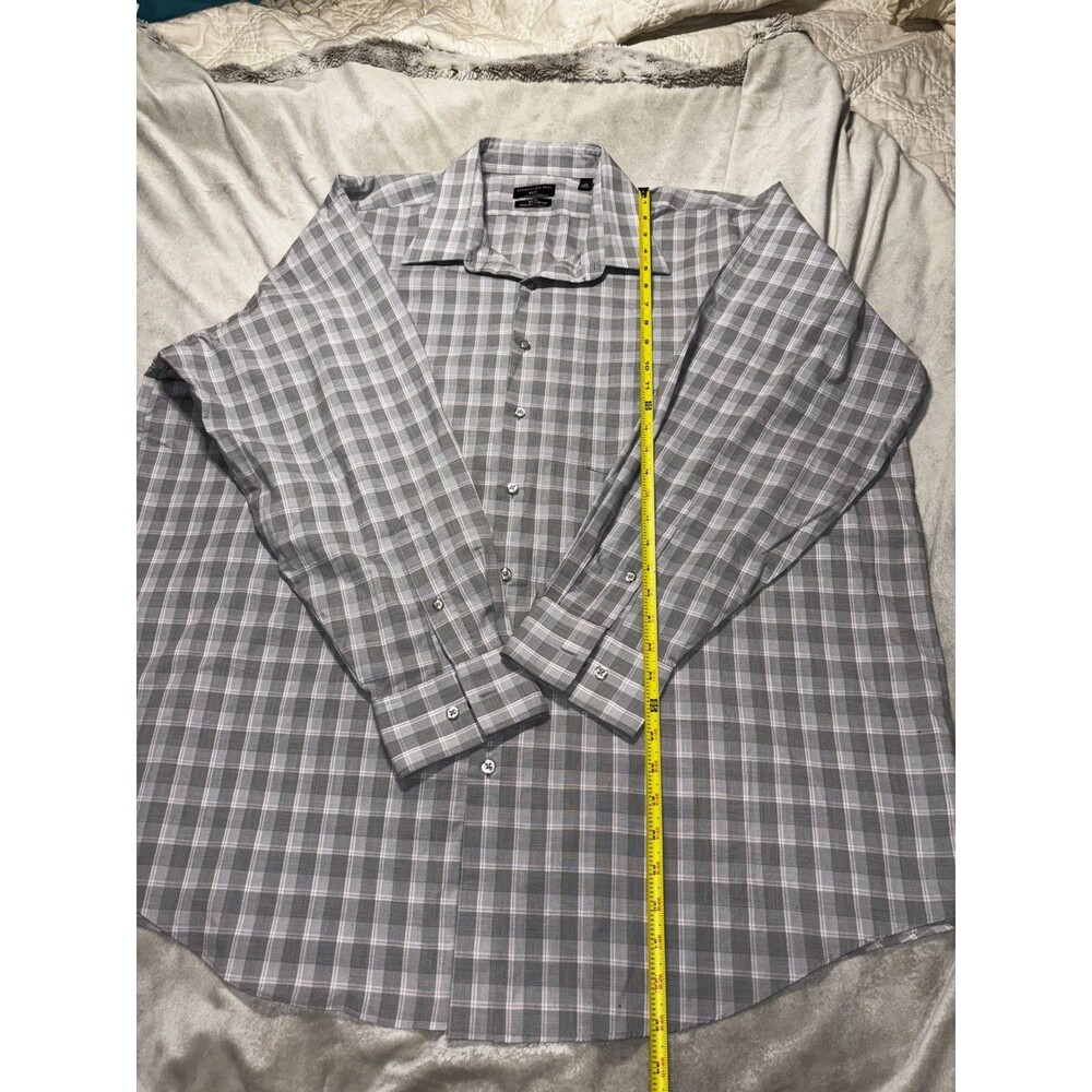 Shaquille O'Neal Shirt Mens XLG Big Fit Gray Geometric Button Up Cool 19 34/35